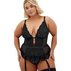 City Chic Women’s Plus Size Bodysuit – Viva Ouvert(Black)