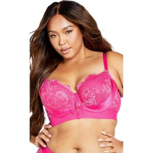 City Chic Women’s Plus Size Bra – Alexis Contour Longline(Hot Pink)