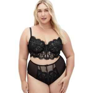 City Chic Women’s Plus Size Bra – Lyra Longline Underwire(Black)