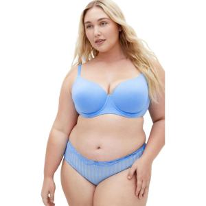 City Chic Women’s Plus Size Bra – Smooth & Chic Cotton T-Shirt(Blue Topaz)