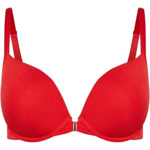 City Chic Women’s Plus Size Bra – Smooth & Chic Front Close Cotton Push Up(Love Red)