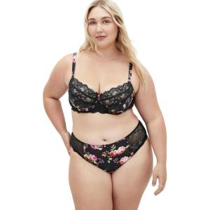 City Chic Women’s Plus Size Bra-Arcadia Uplift Print(Black Floral Print)
