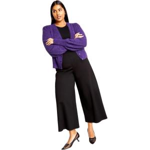 City Chic Women’s Plus Size Cardi Fluffy Button(Royal Purple)