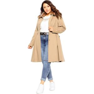 City Chic Women’s Plus Size Coat – Blushing Belle(Taupe)