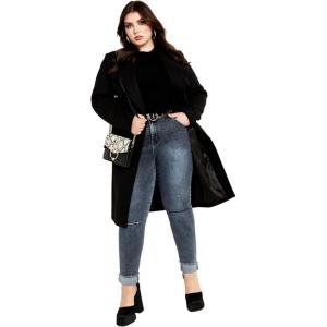 City Chic Women’s Plus Size Coat – Sassy Military(Black)
