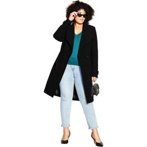 City Chic Women’s Plus Size Coat – So Sleek(Black)