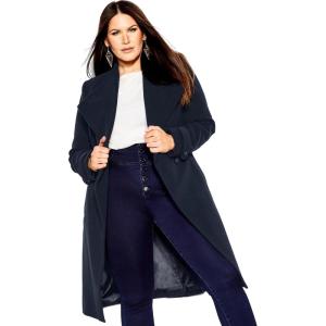 City Chic Women’s Plus Size Coat – So Sleek(Navy)