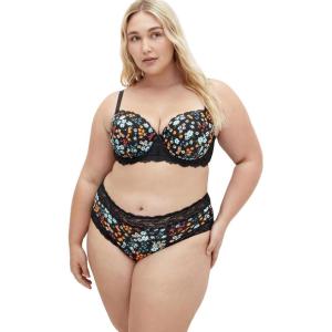 City Chic Women’s Plus Size Contour Bra – Hailey Print(Black Floral Print)