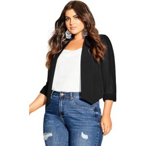 City Chic Women’s Plus Size Cropped Blazer Jacket(Black)