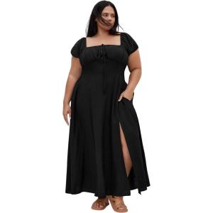 City Chic Women’s Plus Size Dress – Abbigail Split Maxi(Black)