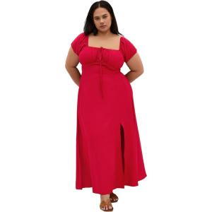 City Chic Women’s Plus Size Dress – Abbigail Split Maxi(Crimson)