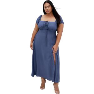 City Chic Women’s Plus Size Dress – Abbigail Split Maxi(Misty Blue)