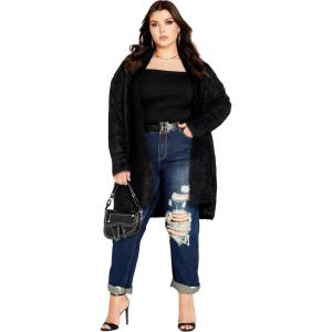 City Chic Women’s Plus Size Fluffy Cardigan(Black)