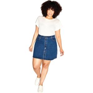 City Chic Women’s Plus Size Island Denim Skirt(Mid Denim)