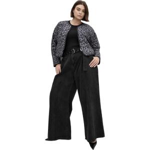 City Chic Women’s Plus Size Jacket – Quilted Animal Print(Grey Animal)