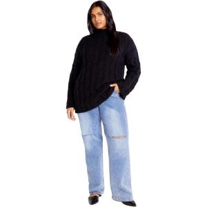 City Chic Women’s Plus Size Jumper – Iris Cable(Black)