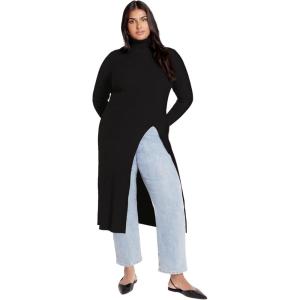 City Chic Women’s Plus Size Jumper – Longline Split(Black)
