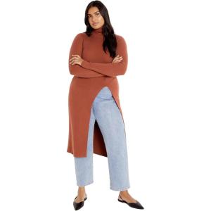 City Chic Women’s Plus Size Jumper – Longline Split(Copper)