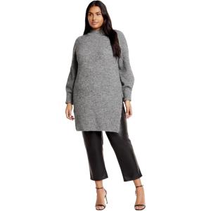 City Chic Women’s Plus Size Jumper – Longline Split(Grey Marle)