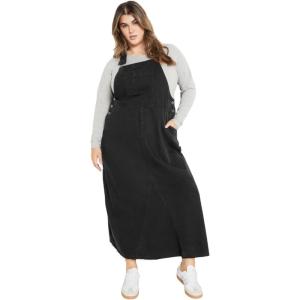 City Chic Women’s Plus Size Maxi Dress – Pinafore(Black Wash)
