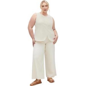 City Chic Women’s Plus Size Pant – Vivien Linen(Cream)
