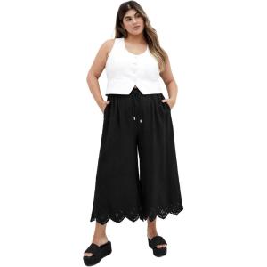 City Chic Women’s Plus Size Pants – Alaia Crochet Cropped(Black)
