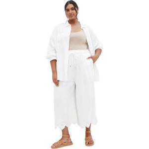 City Chic Women’s Plus Size Pants – Alaia Crochet Cropped(Ivory)