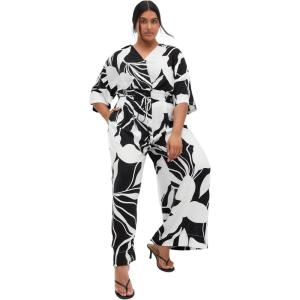 City Chic Women’s Plus Size Pants – Resort Wide Print(Palm Paradise)