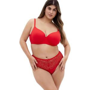 City Chic Women’s Plus Size Panty – Caitlin Lace Cheeky(Love Red)
