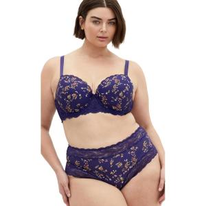 City Chic Women’s Plus Size Panty – Hailey Print Cheeky(Sapphire Floral)