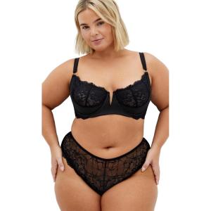 City Chic Women’s Plus Size Panty – Viva Ouvert Cheeky(Black)