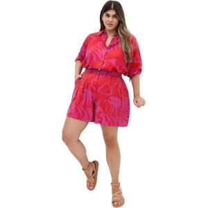 City Chic Women’s Plus Size Short – Bella Print(Pink Tropicana)