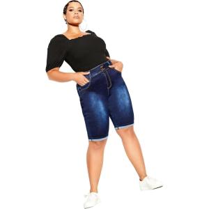 City Chic Women’s Plus Size Short – Killer Pins(Dark Denim)