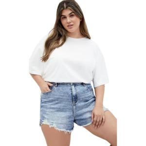 City Chic Women’s Plus Size Short – Shannah Rip(Mid Denim)