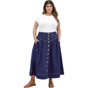 City Chic Women’s Plus Size Skirt – Ari Denim(Dark Denim)