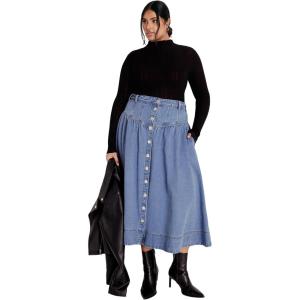City Chic Women’s Plus Size Skirt – Ari Denim(Denim Light)