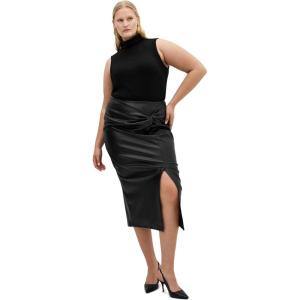 City Chic Women’s Plus Size Skirt – Petra Faux Leather Midi(Black)