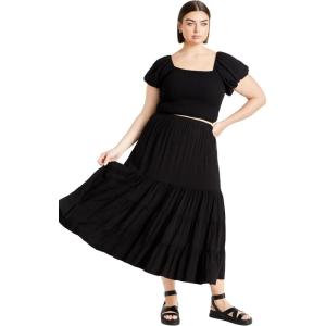City Chic Women’s Plus Size Skirt – Tiered Maxi(Black)