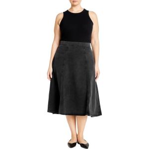 City Chic Women’s Plus Size Skirt Denim Hi Lo(Blk Wash)
