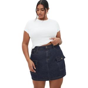 City Chic Women’s Plus Size Skirt-Liv(Denim Dark)