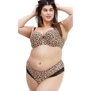 City Chic Women’s Plus Size Smooth & Chic Cheeky Print Brief(Ines Taupe Animal)