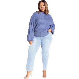 City Chic Women’s Plus Size Sweater – Angel Sleeve(Denim Blue Melange)