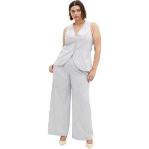 City Chic Women’s Plus Size Vest – Jaz Print(Silver Stripe)