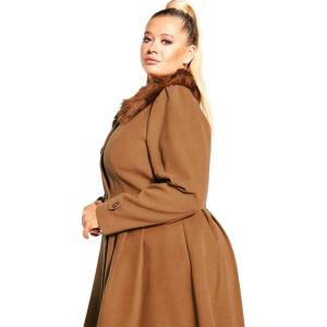 City Chic womens City Chic Plus Size Coat Grandiose(Caramel)