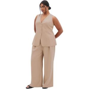 City Chic womens Vest – Tori V Neck Button(Taupe)