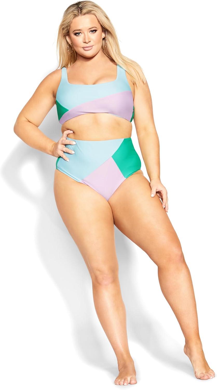image:imageCity Chic CCX Womens Plus Size Top Lulu Underwire Splice BikiniTropical Splice