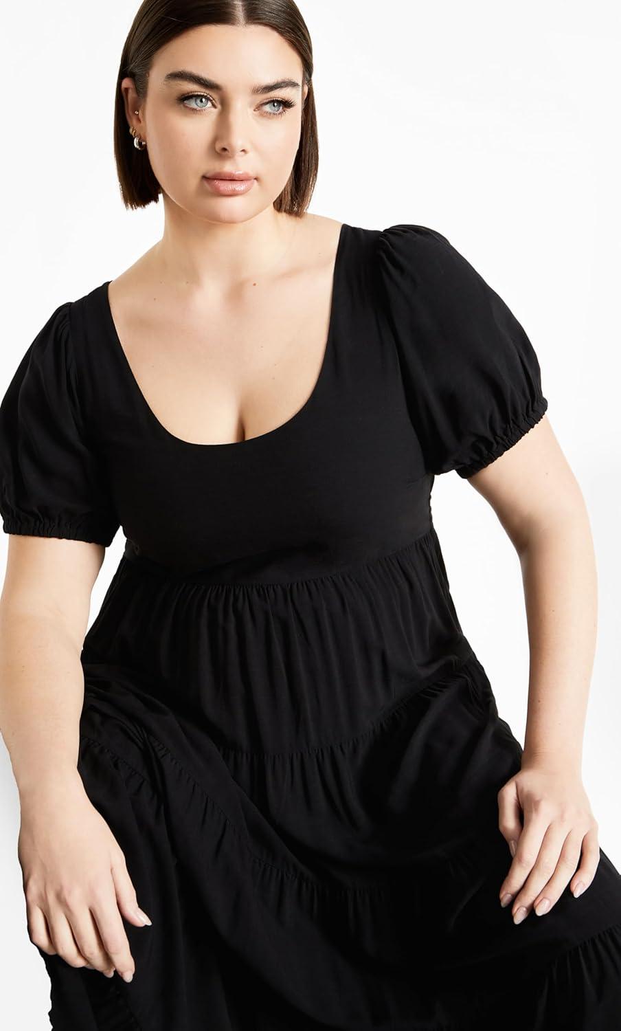 image:imageCity Chic Plus Size Dress Mila Plain DressBlack