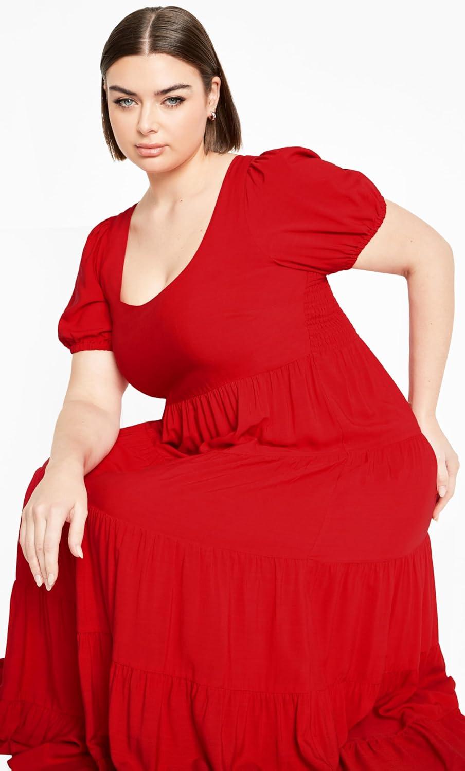 image:imageCity Chic Plus Size Dress Mila Plain DressCrimson