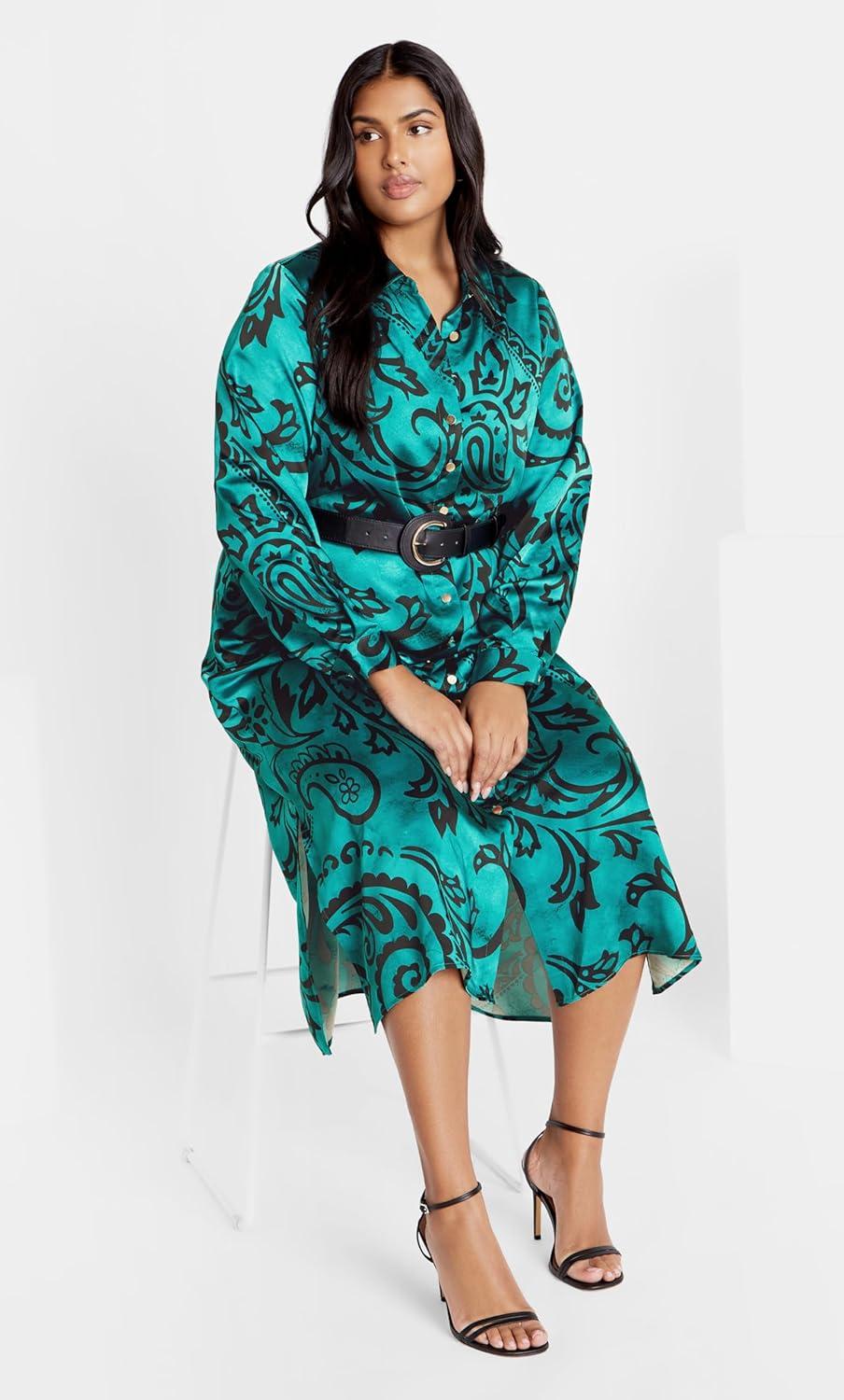 image:imageCity Chic Plus Size Dress Sienna Print DressPeacock Paisley