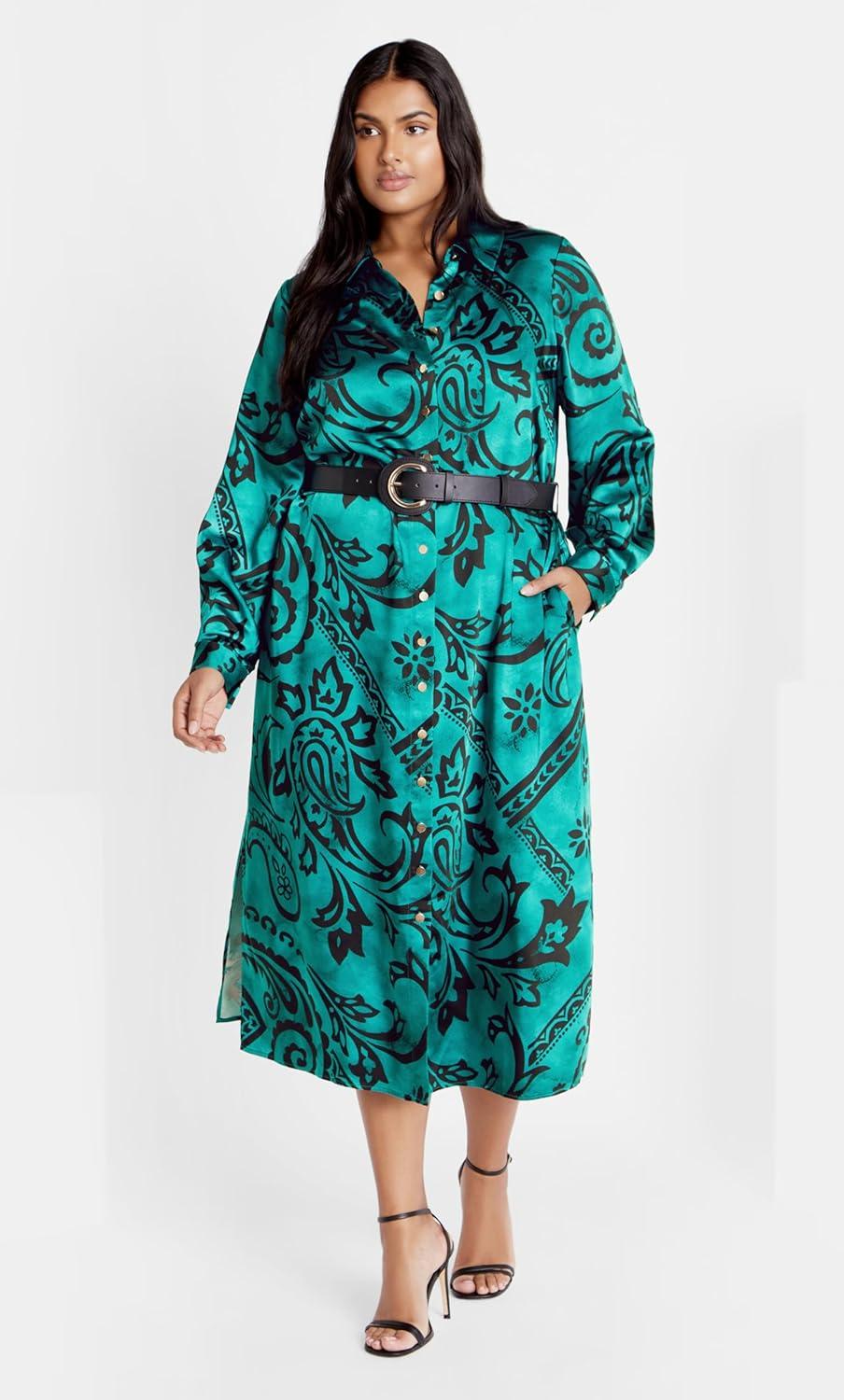 image:imageCity Chic Plus Size Dress Sienna Print DressPeacock Paisley